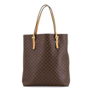 Celine Macadam Handbag in Brown PVC Leather with Gold Hardware